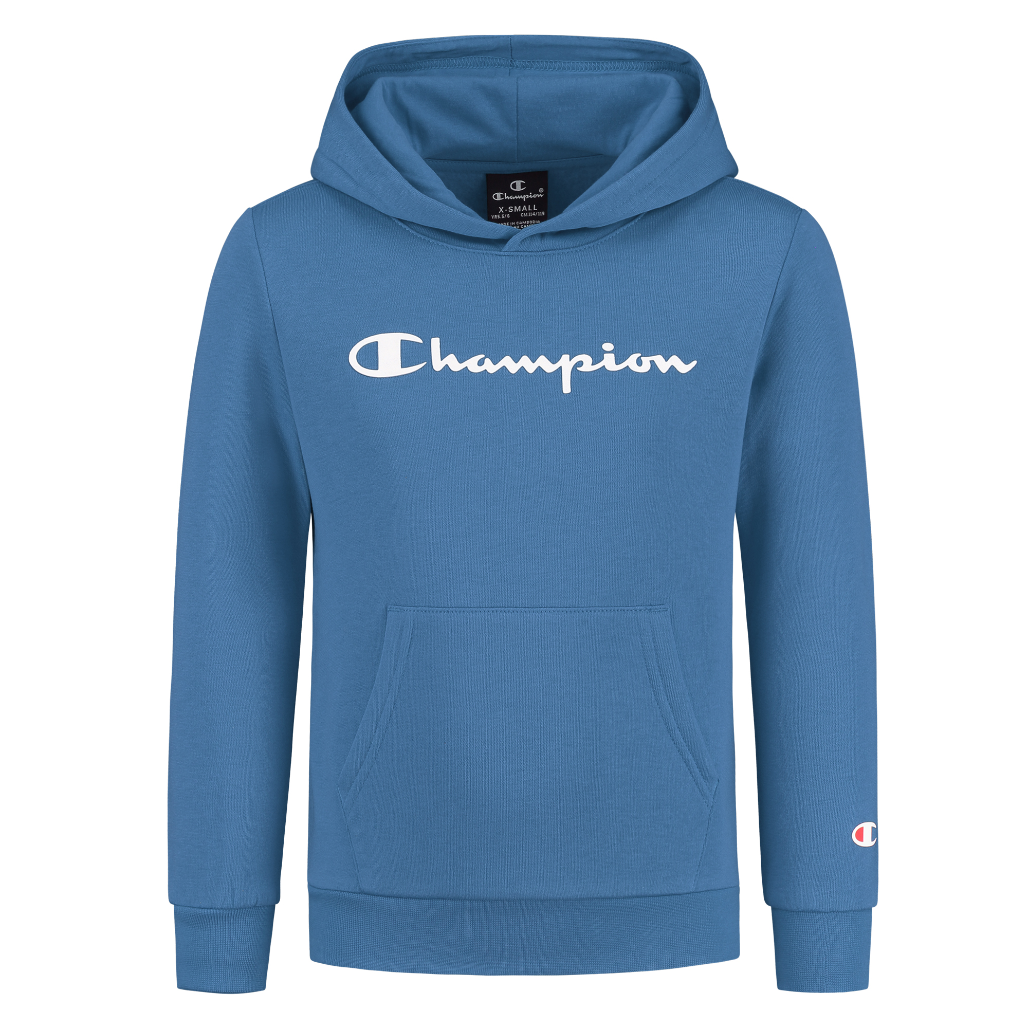 champion hoodie grey big logo